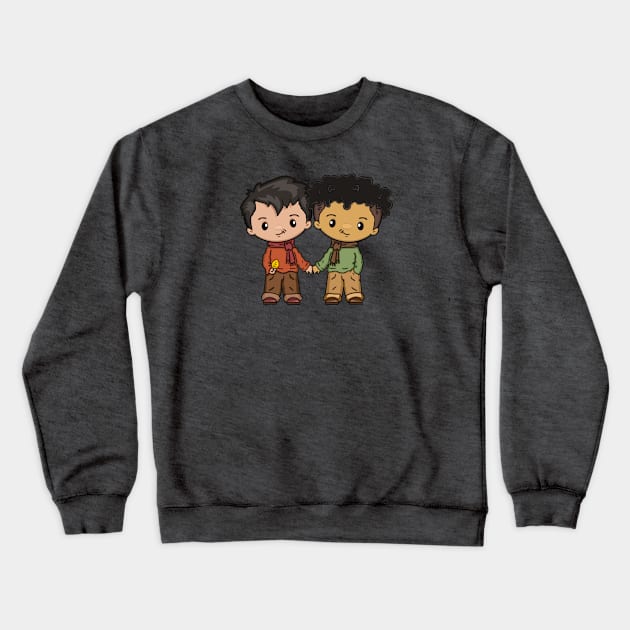 Cute LGBTQ Gay Bi Racial & Latin Hispanic Fun Gay-Bee Male Couple Crewneck Sweatshirt by egcreations